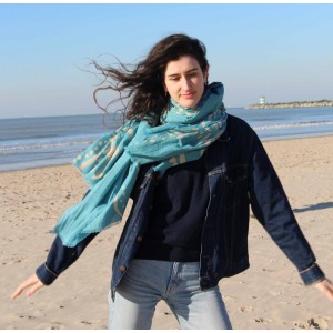 Foulard 100% coton bio Manuka Bleu