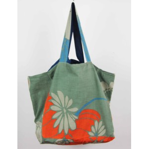 Cabas en coton upcycling Poppy Kaki