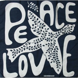 Mini Foulard Peace and Love Marine Navy